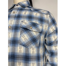 Camisa casual impresa a cuadros de poplin